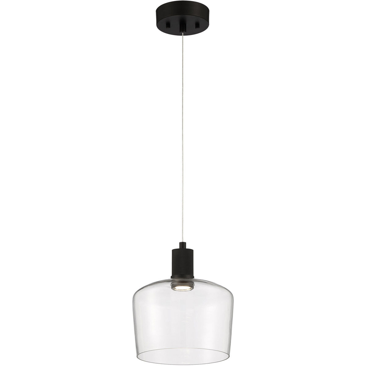 Port Nine LED 9 inch Matte Black Pendant Ceiling Light in Clear